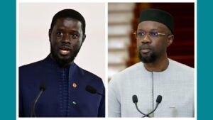 De gauche à droite, le président sénégalais, Bassirou Diomaye Faye et son premier ministre, Ousmane Sonko