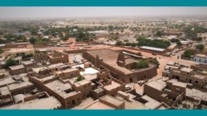 Une vue aérienne de la mosquée Djinguereber à Tombouctou,
